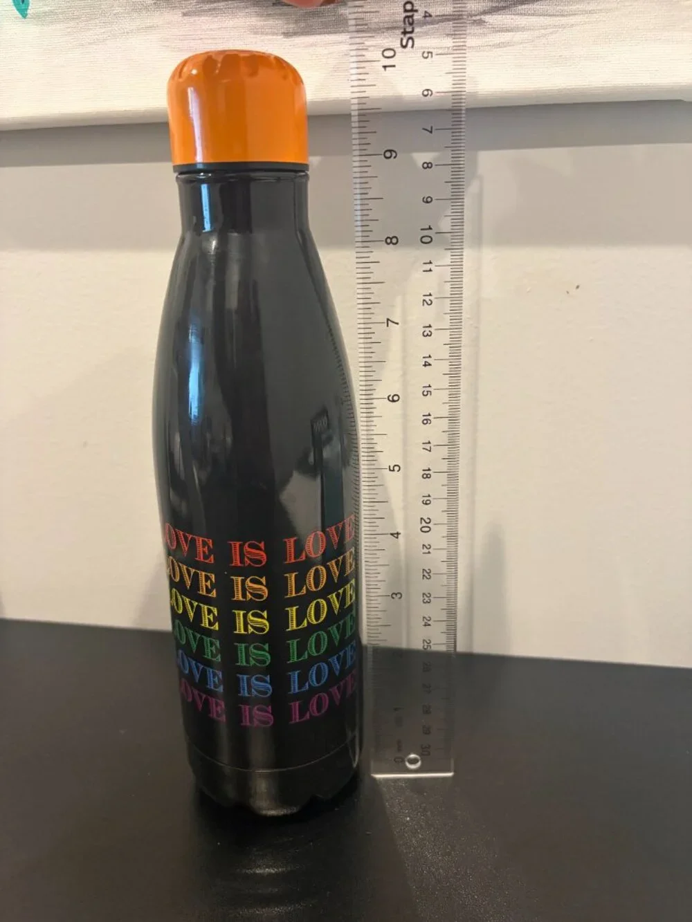 Love is Love Gay Pride Rainbow LBGTQ+ Black Tumbler Water Bottle